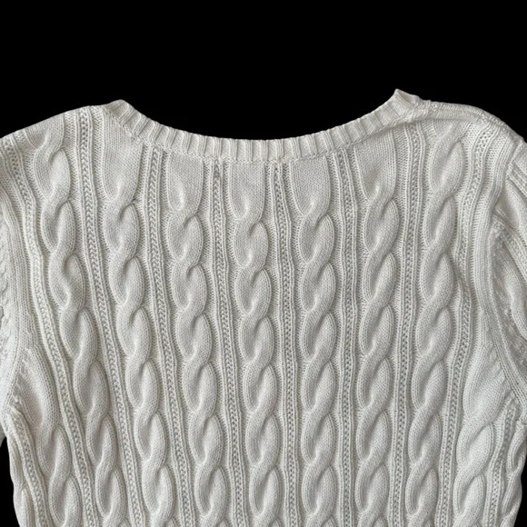 Lands’ End Drifter White Cable Knit Sweater Youth L (14–16) - Picture 9 of 16